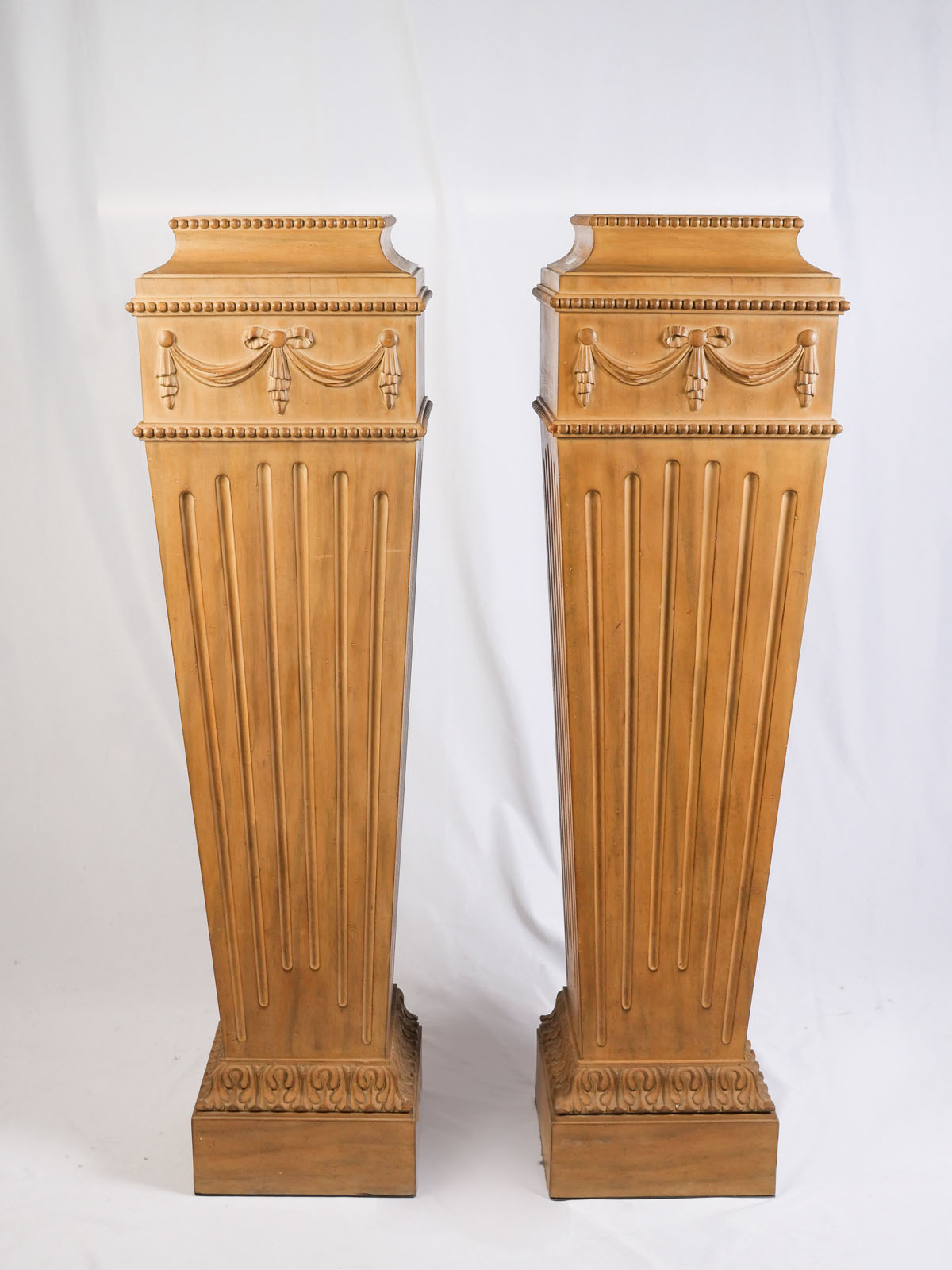 PAIR OF CARVED WOODEN PEDESTALS: