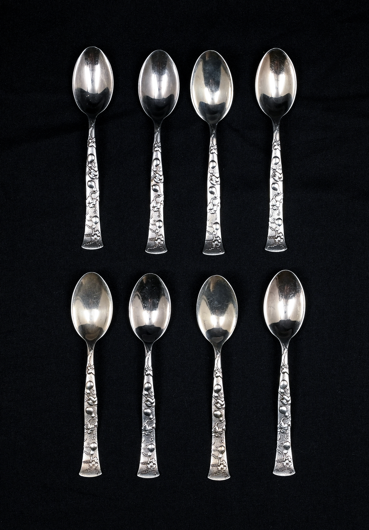 8 PC. TIFFANY STERLING SILVER SPOONS: