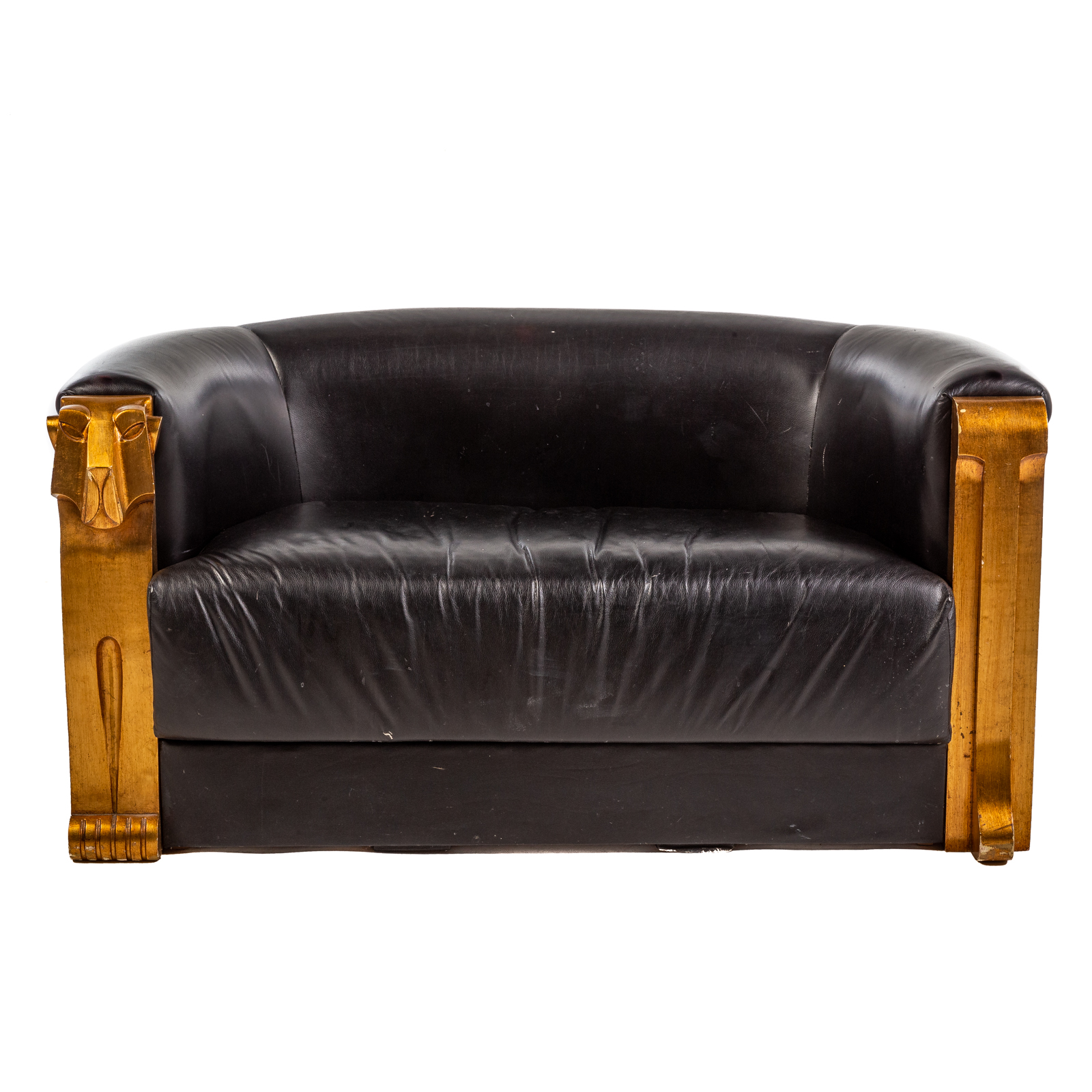 ART DECO STYLE LEATHER LOVESEAT 36a8db