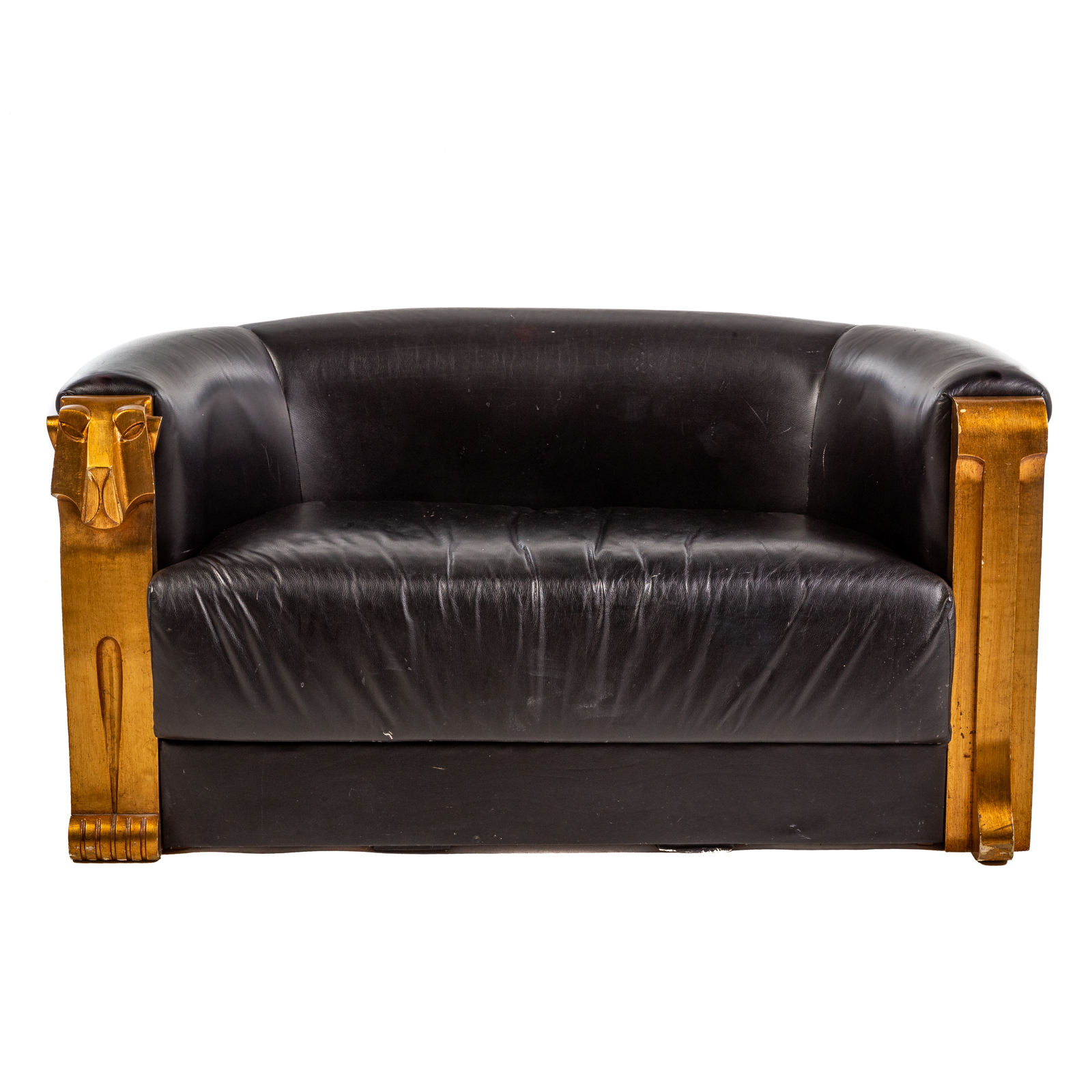 ART DECO STYLE LEATHER LOVESEAT