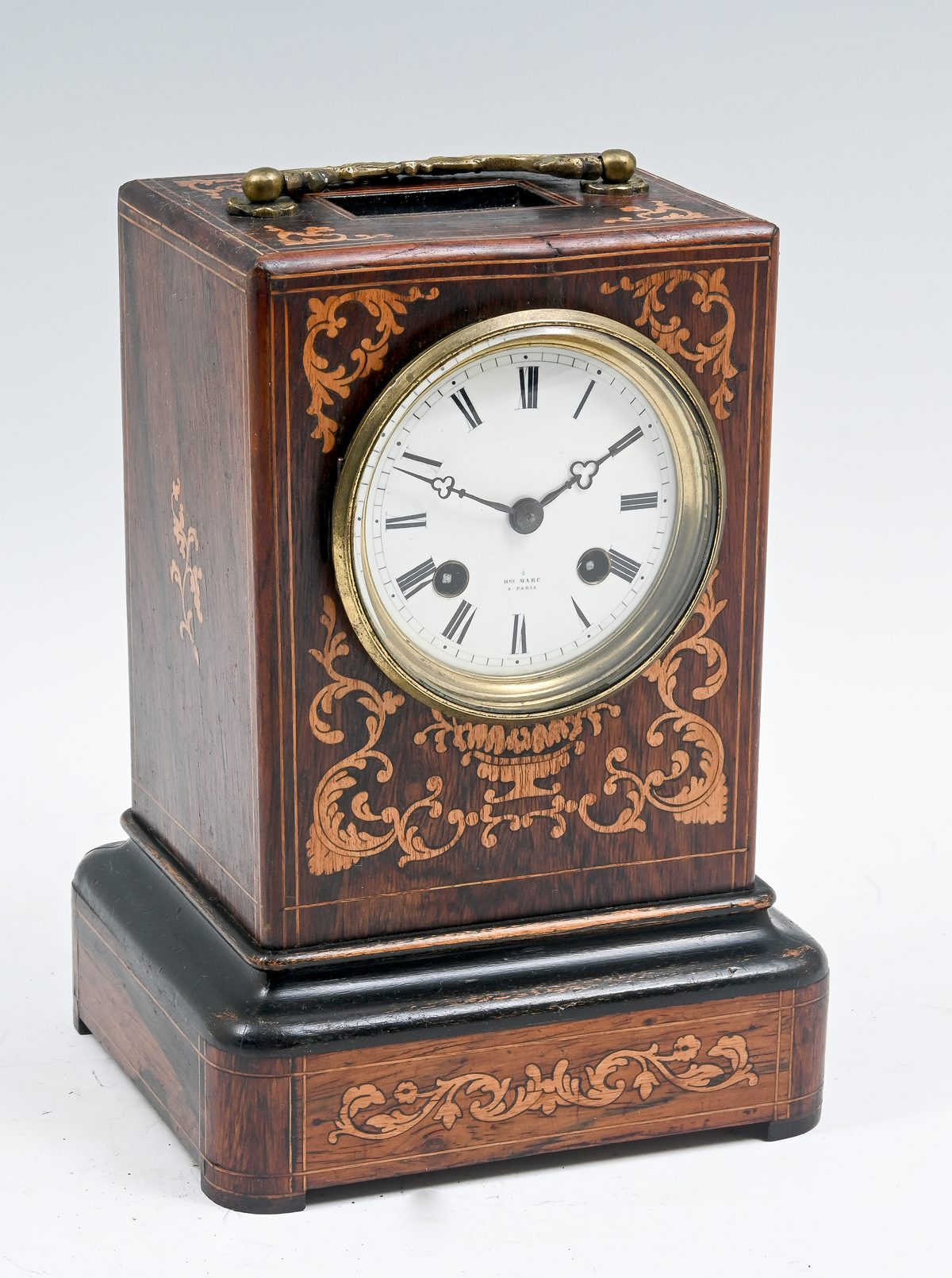 INLAID CARRIAGE CLOCK FACE SIGNED MARC