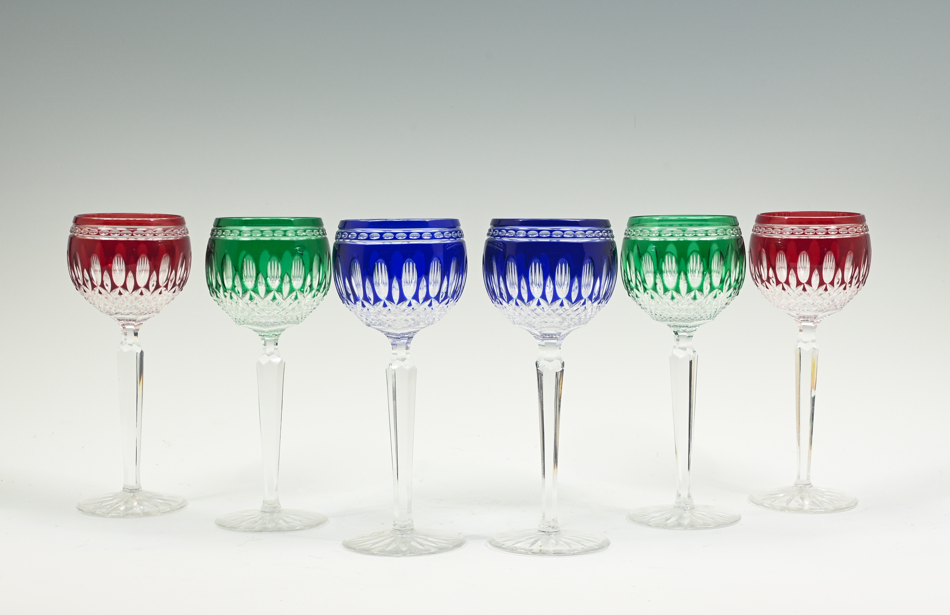 6 WATERFORD CUT TO CLEAR GOBLETS: