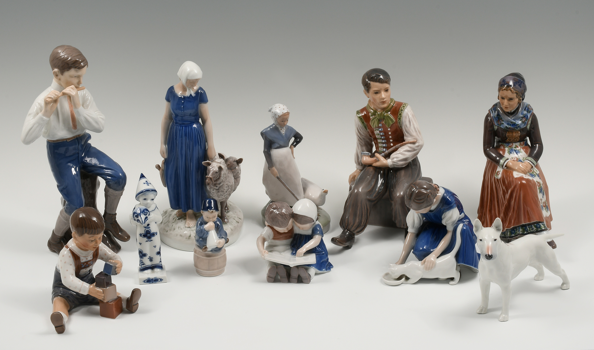 11 PC. ROYAL COPENHAGEN AND B&G FIGURINES: