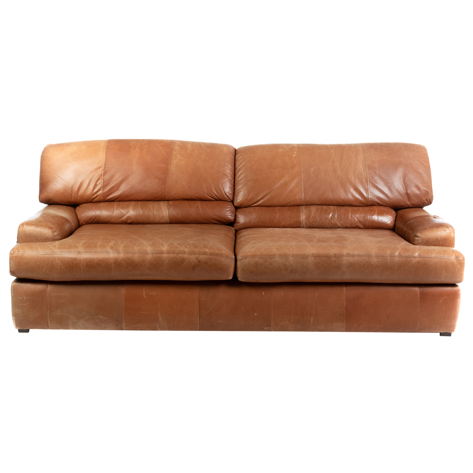CONTEMPORARY LEATHER TWO-CUSHION