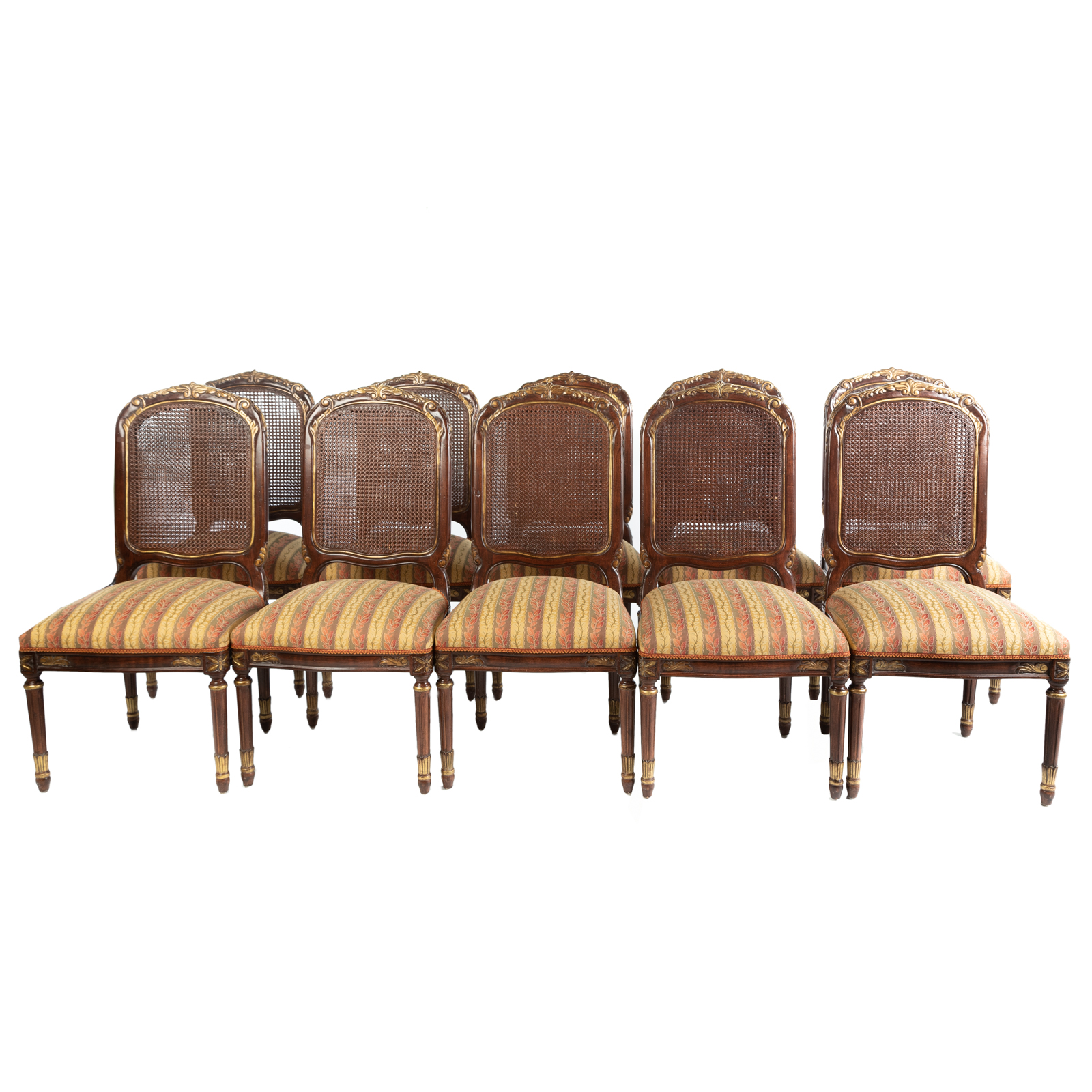 10 LOUIS XVI STYLE CANE BACK DINING