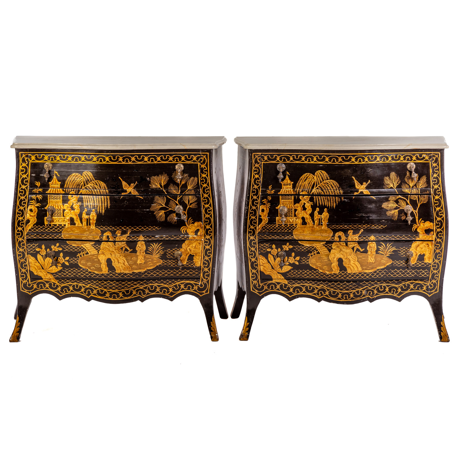 A PAIR OF CHINOISERIE JAPPANED