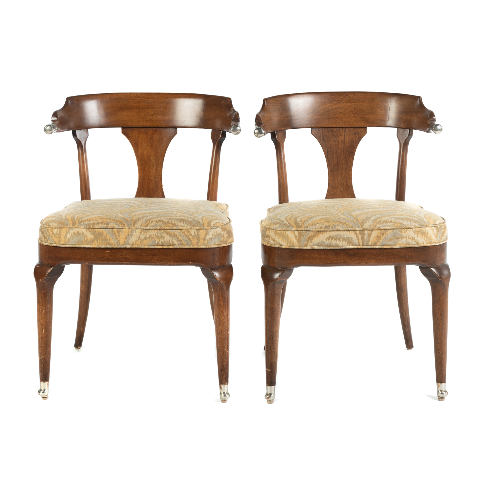 A PAIR OF CAPTAIN STYLE MAHOGANY ARMCHAIRS