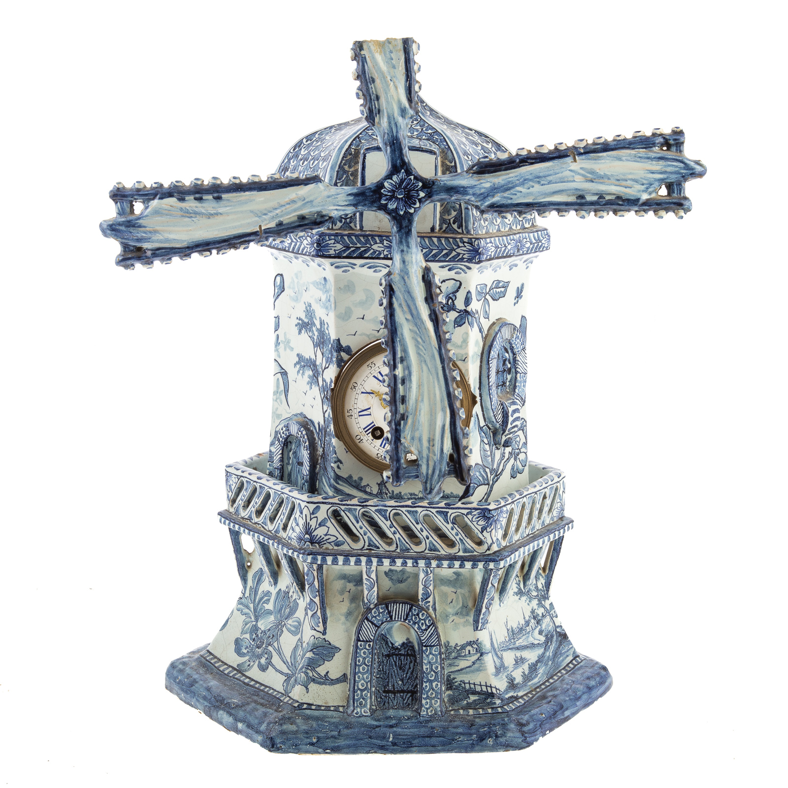 DUTCH BLUE/WHITE DELFTWARE WINDMILL