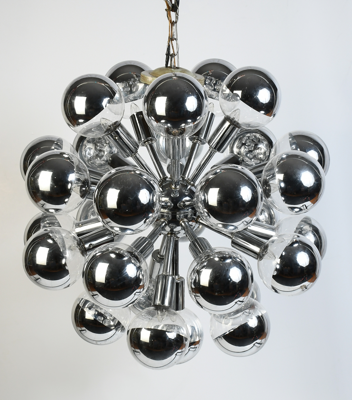 LIGHTOLIER CHROME SPUTNIK CHANDELIER: