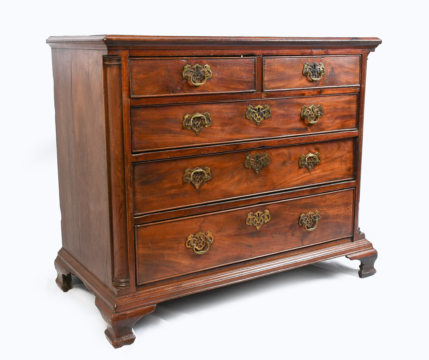 5 DRAWER GEORGIAN CHEST: Two drawers,