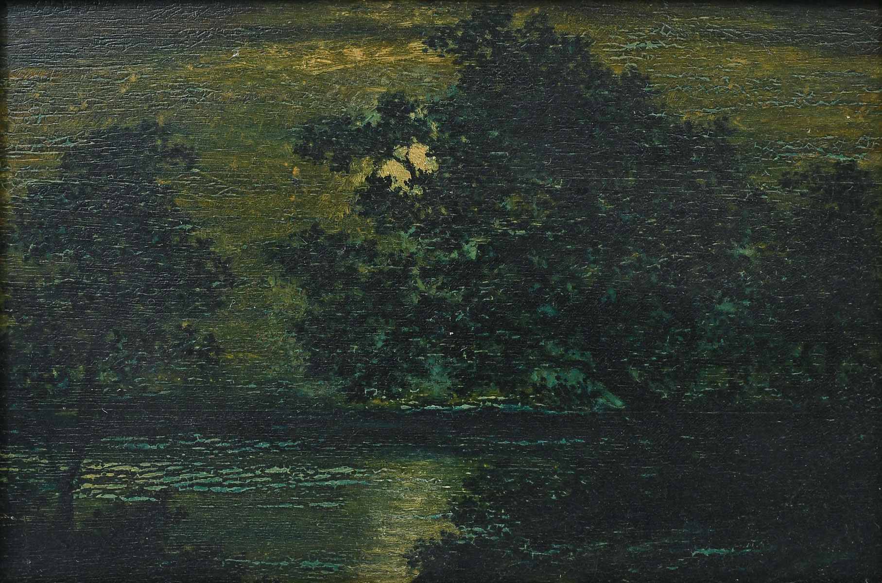 MOONLIT RIVER LANDSCAPE PAINTING