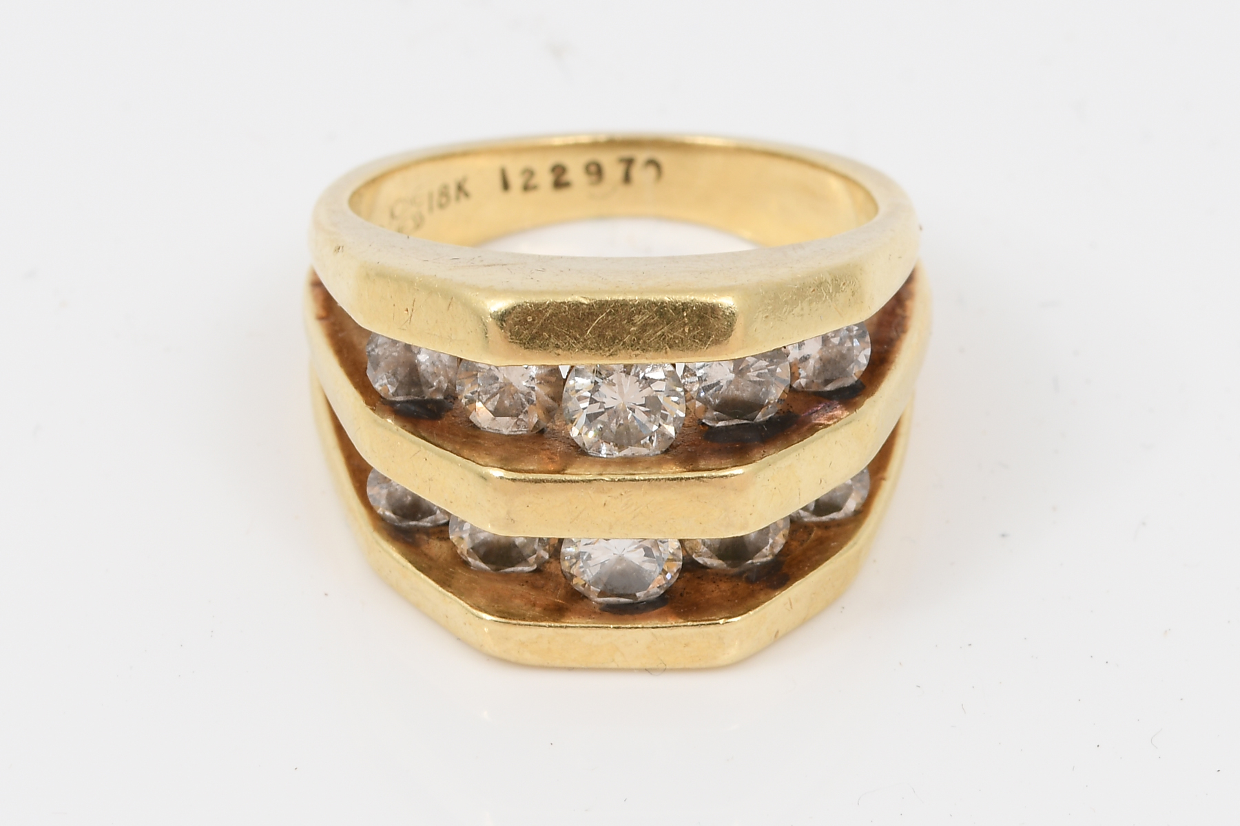 JOSE HESS 18K 2 ROW DIAMOND RING: