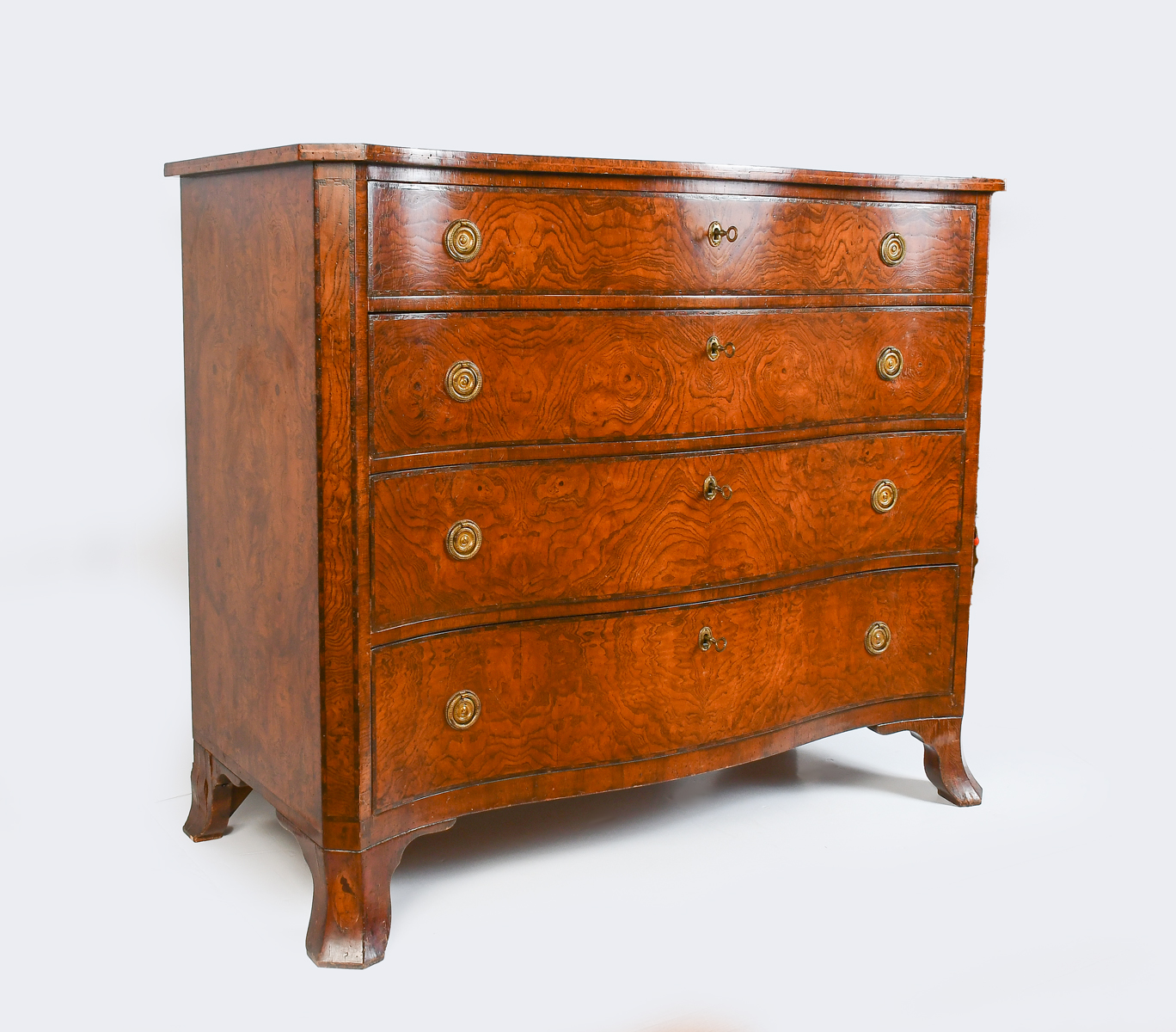 FAUX BURLWOOD CHEST OF DRAWERS: