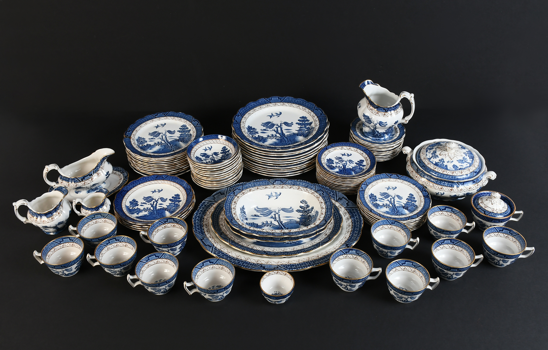 95 PC WEDGWOOD REAL OLD WILLOW  36abc2