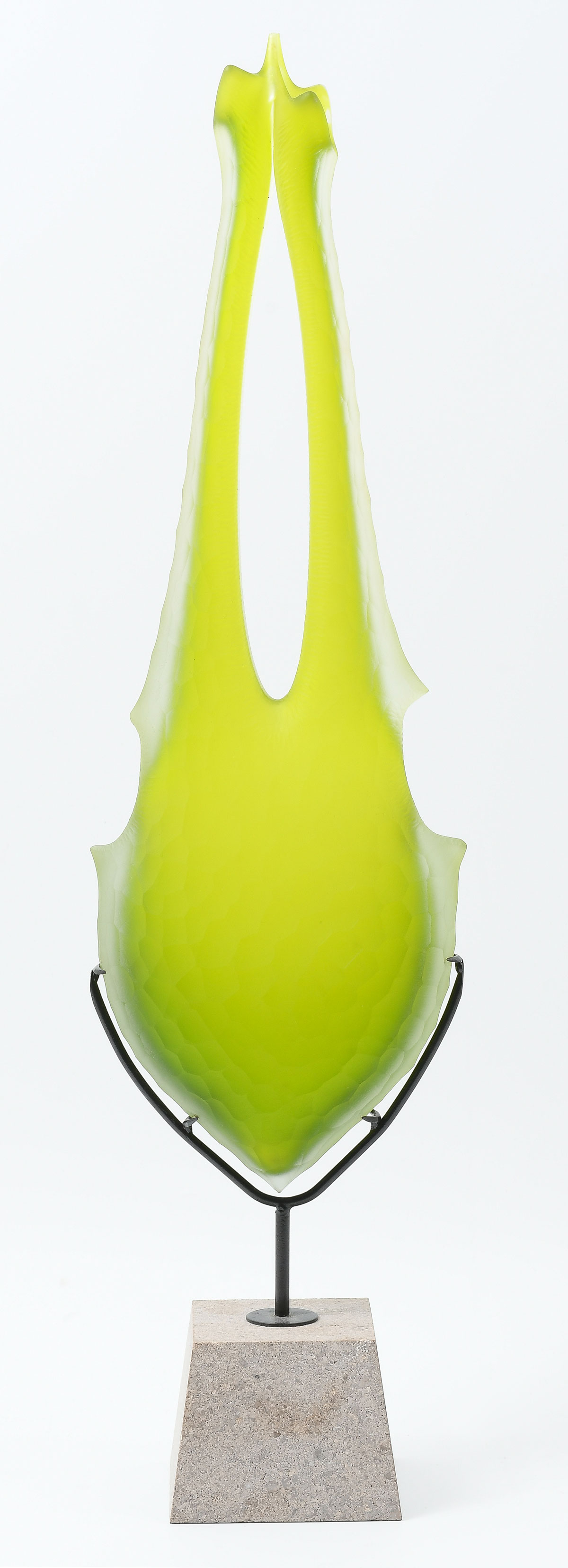 GREENISH-YELLOW ART GLASS SCULPTURE