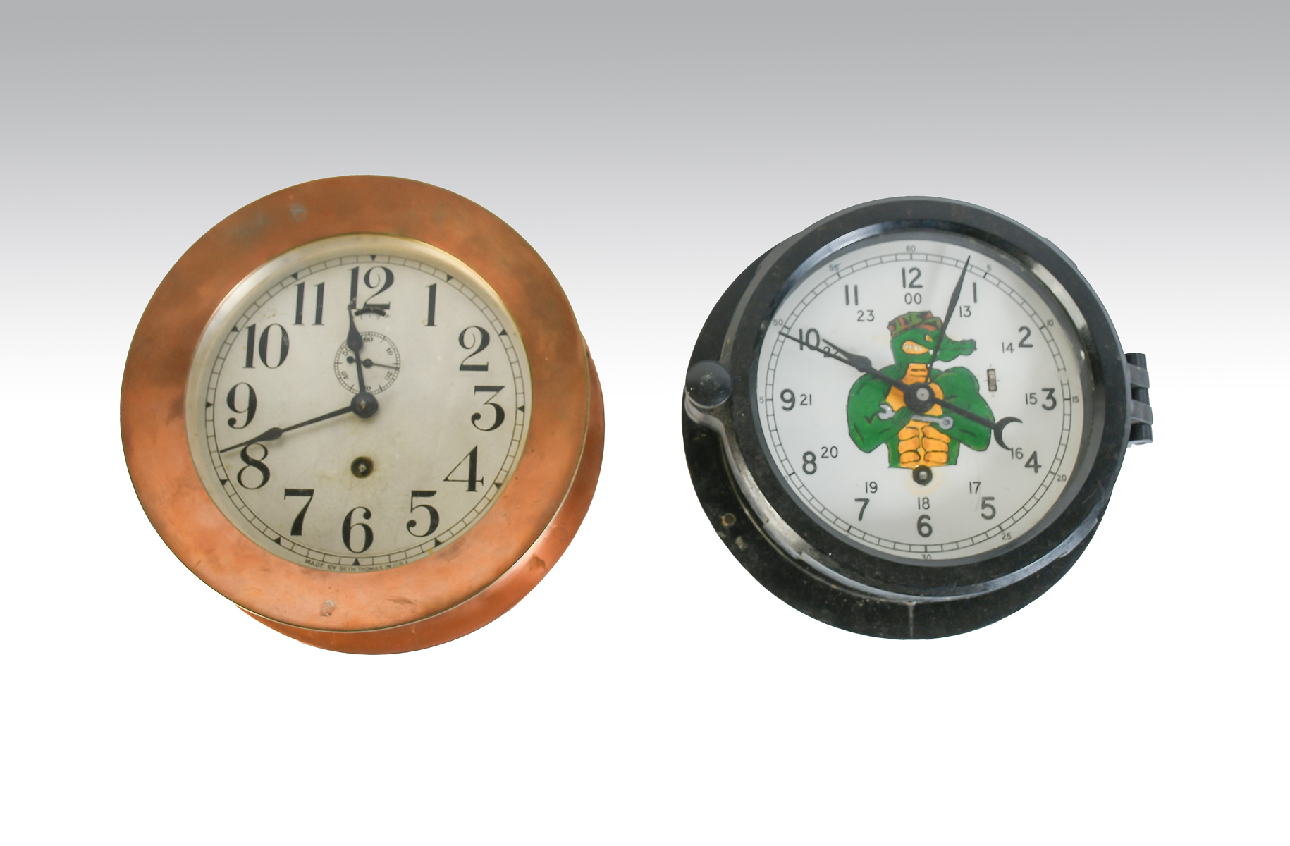 2 PC. SETH THOMAS & CHELSEA SHIPS CLOCKS: