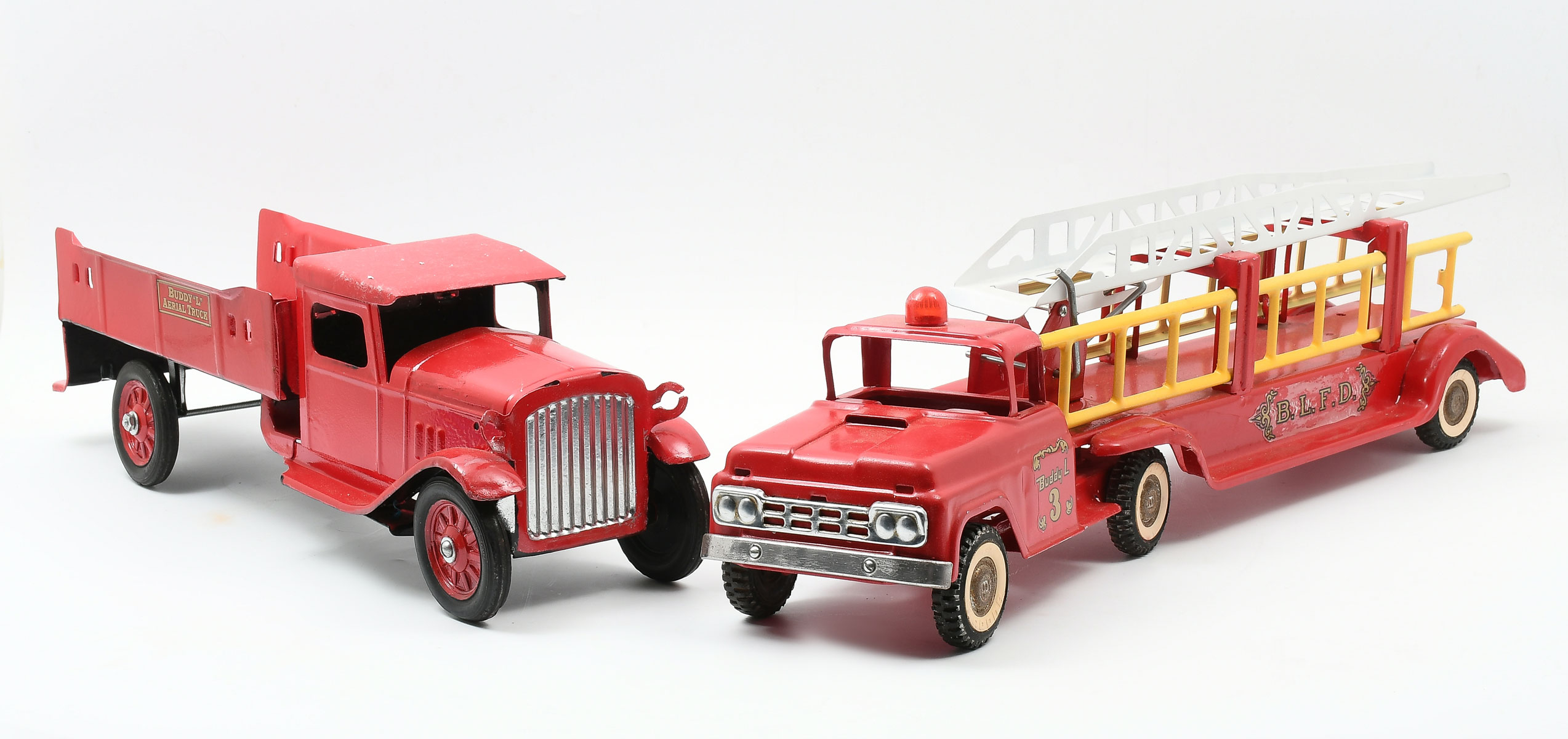 2 PC. BUDDY L PRESSED STEEL TOY TRUCKS: