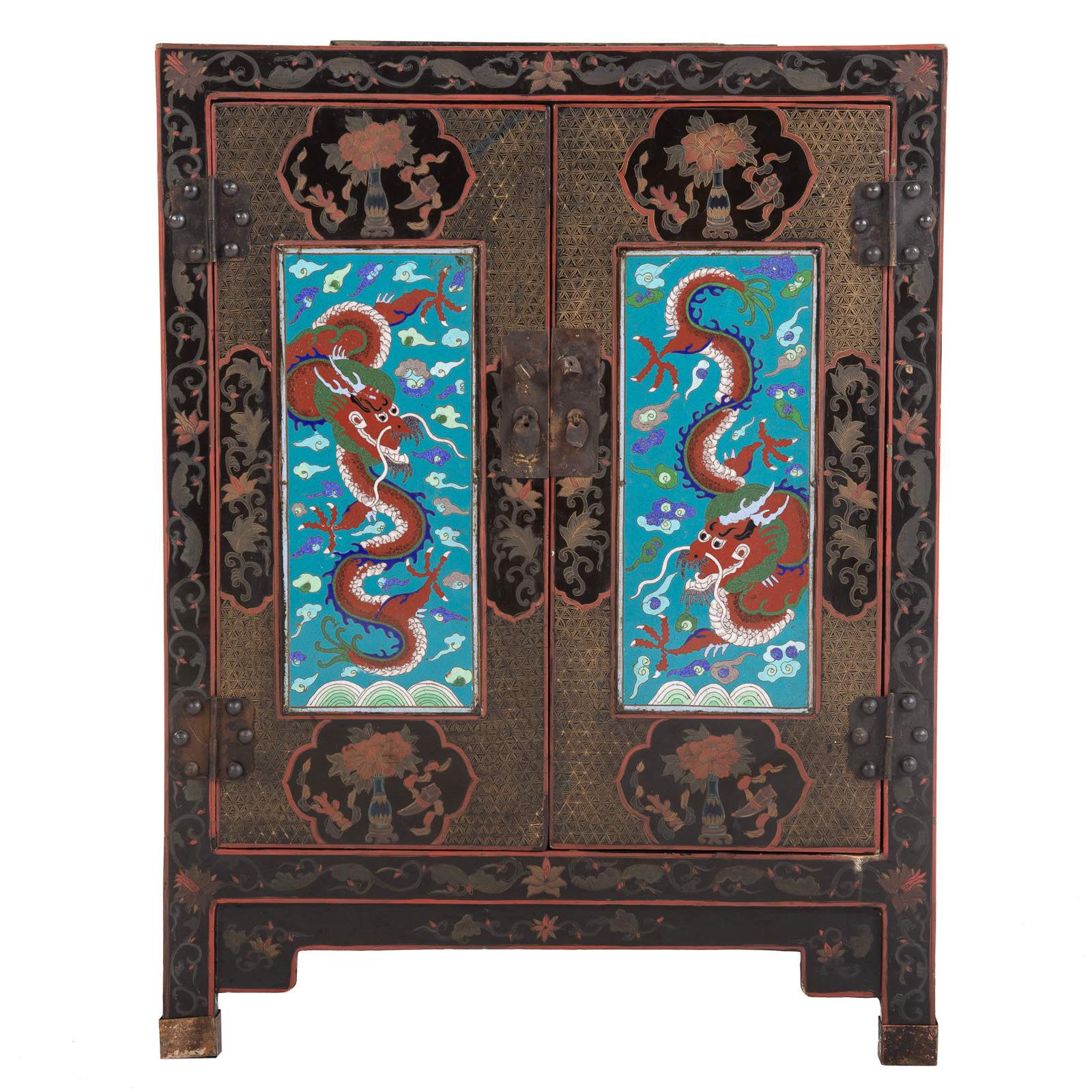 ASIAN CLOISONNE LACQUERED CABINET 36ac37