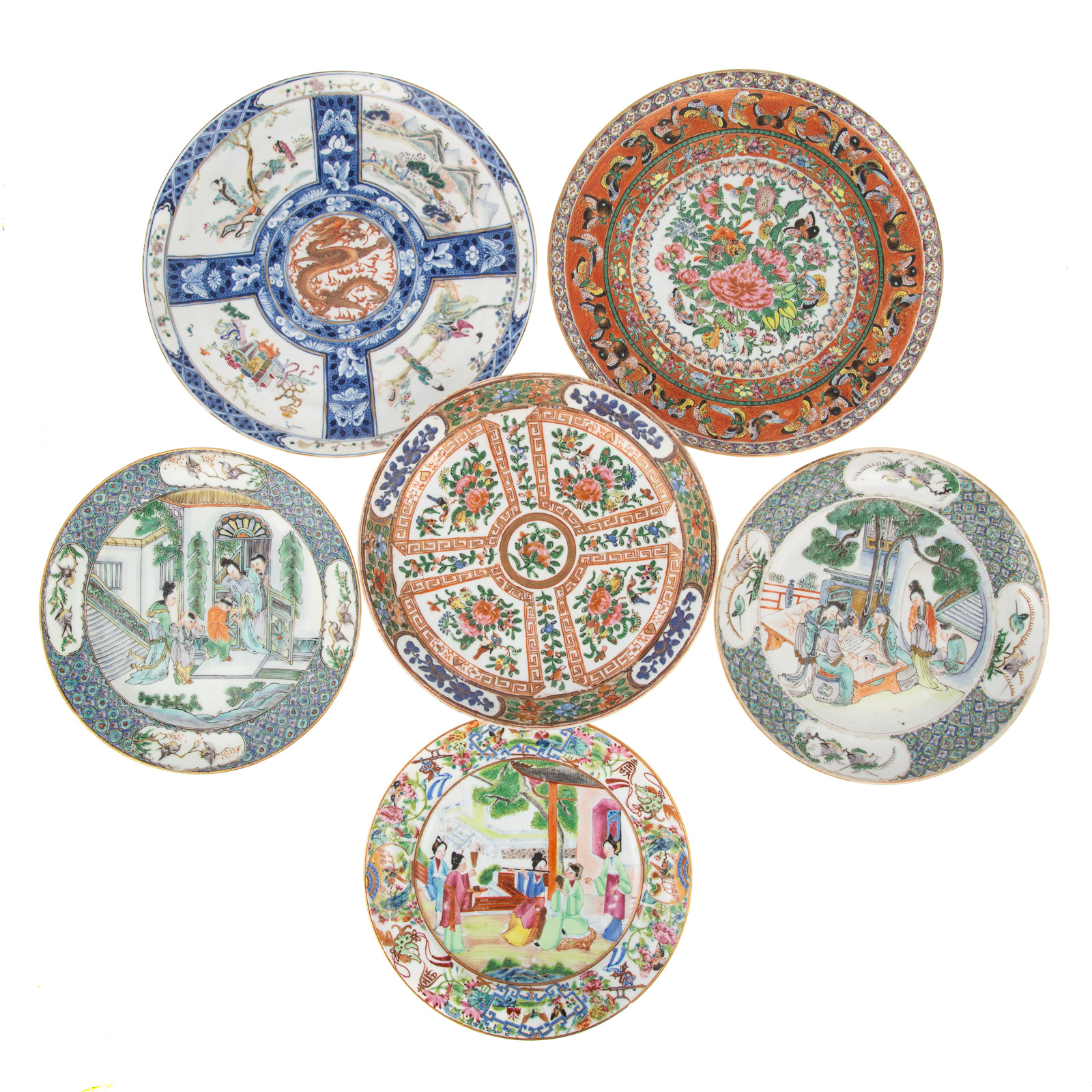 SIX CHINESE EXPORT PLATES Daoguang through