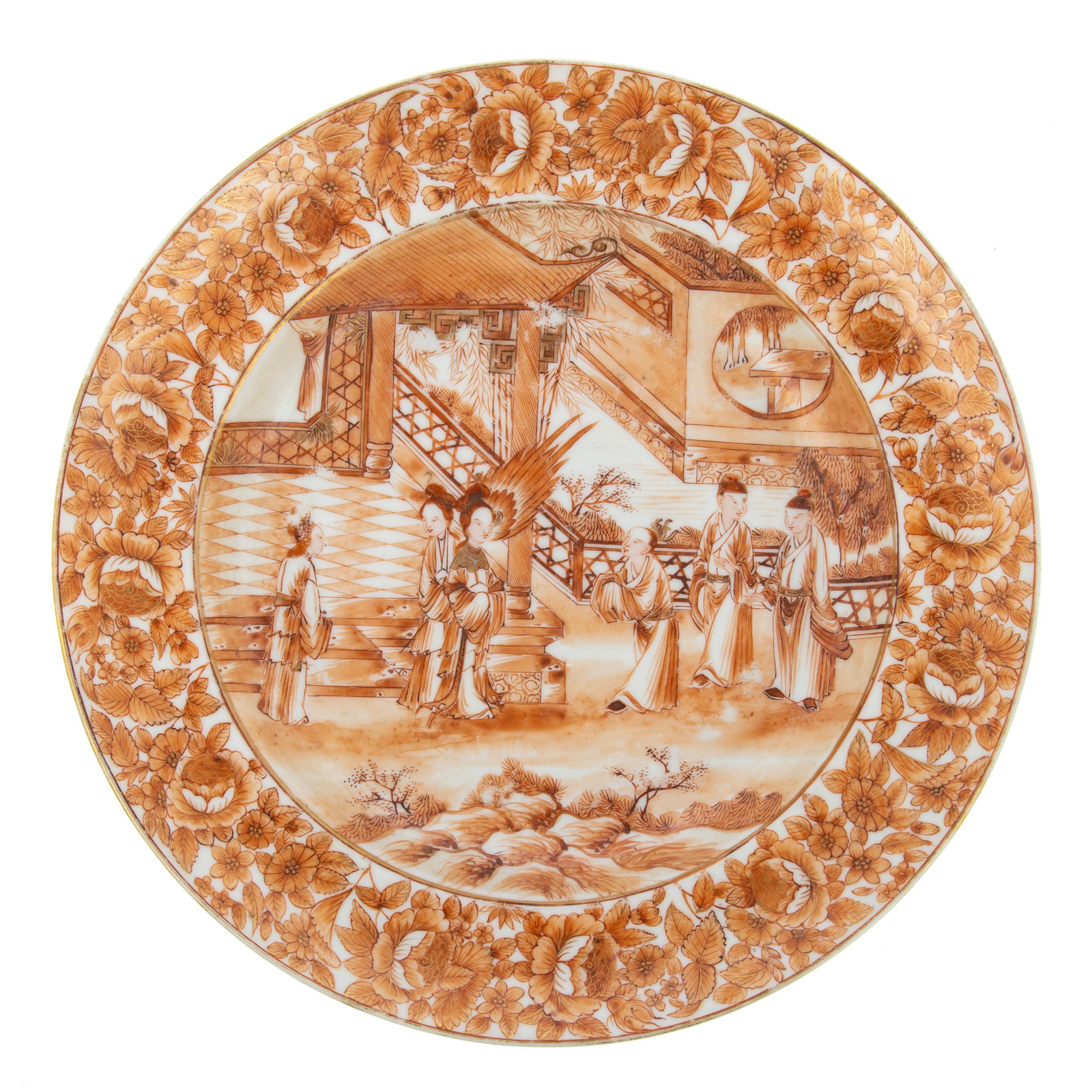 CHINESE EXPORT SEPIA SOUP PLATE 36ad0d