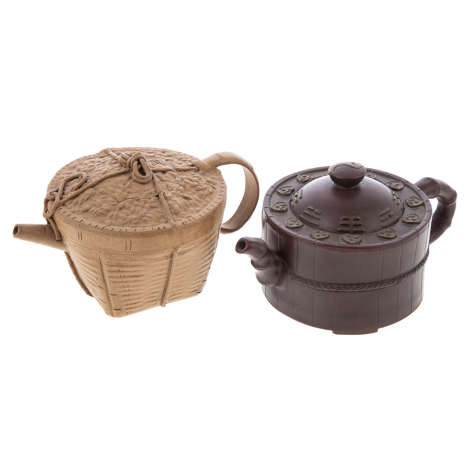 TWO CHINESE YIXING CLAY TEAPOTS