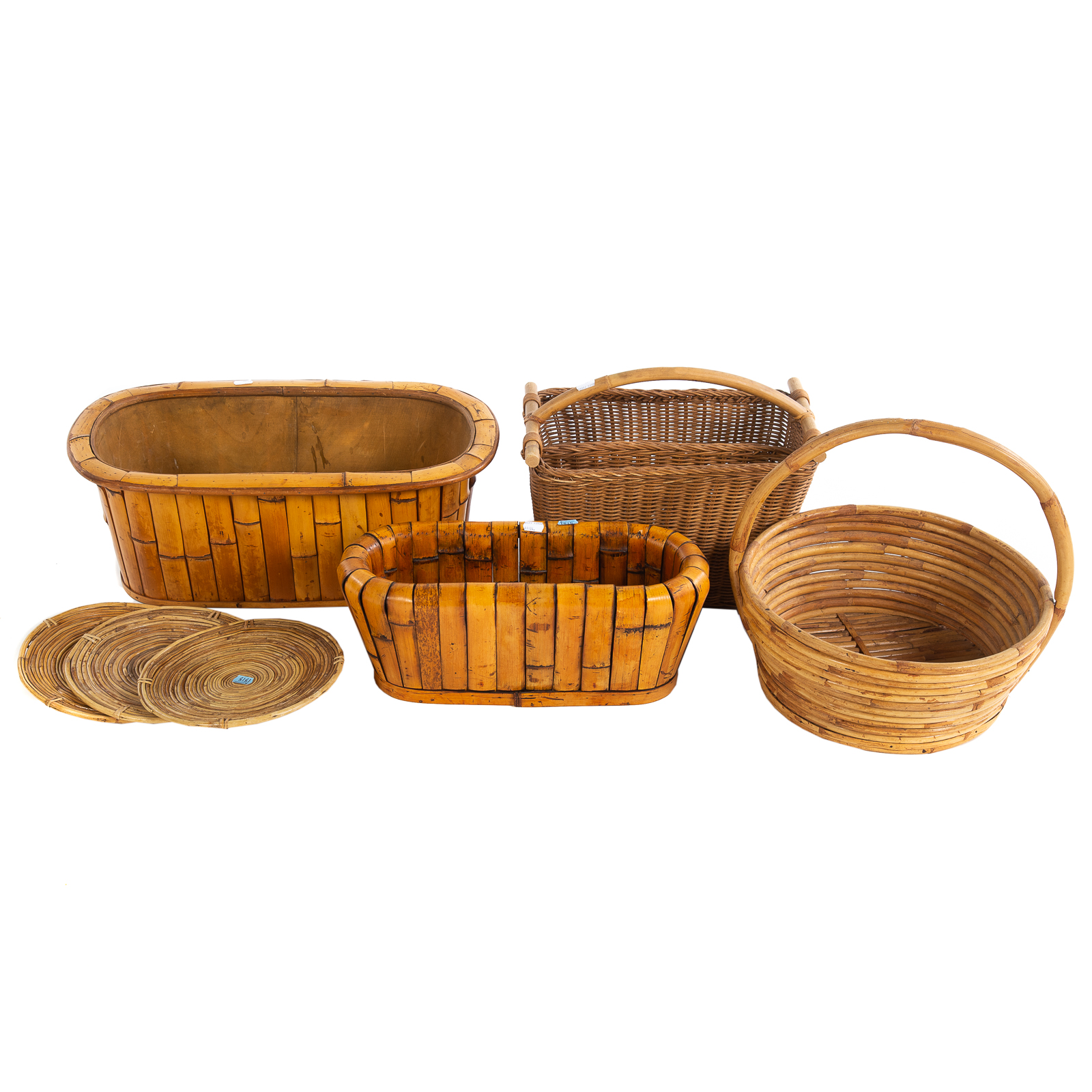 SEVEN ASSORTED RATTAN & WICKER