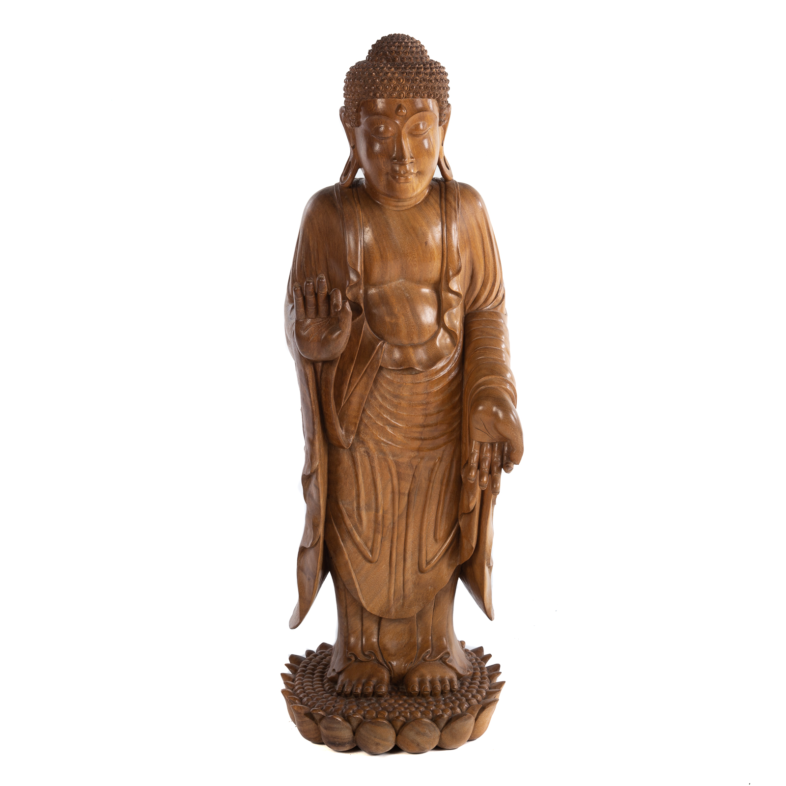 CHINESE CARVED WOOD STANDING BUDDHA 36ad5c