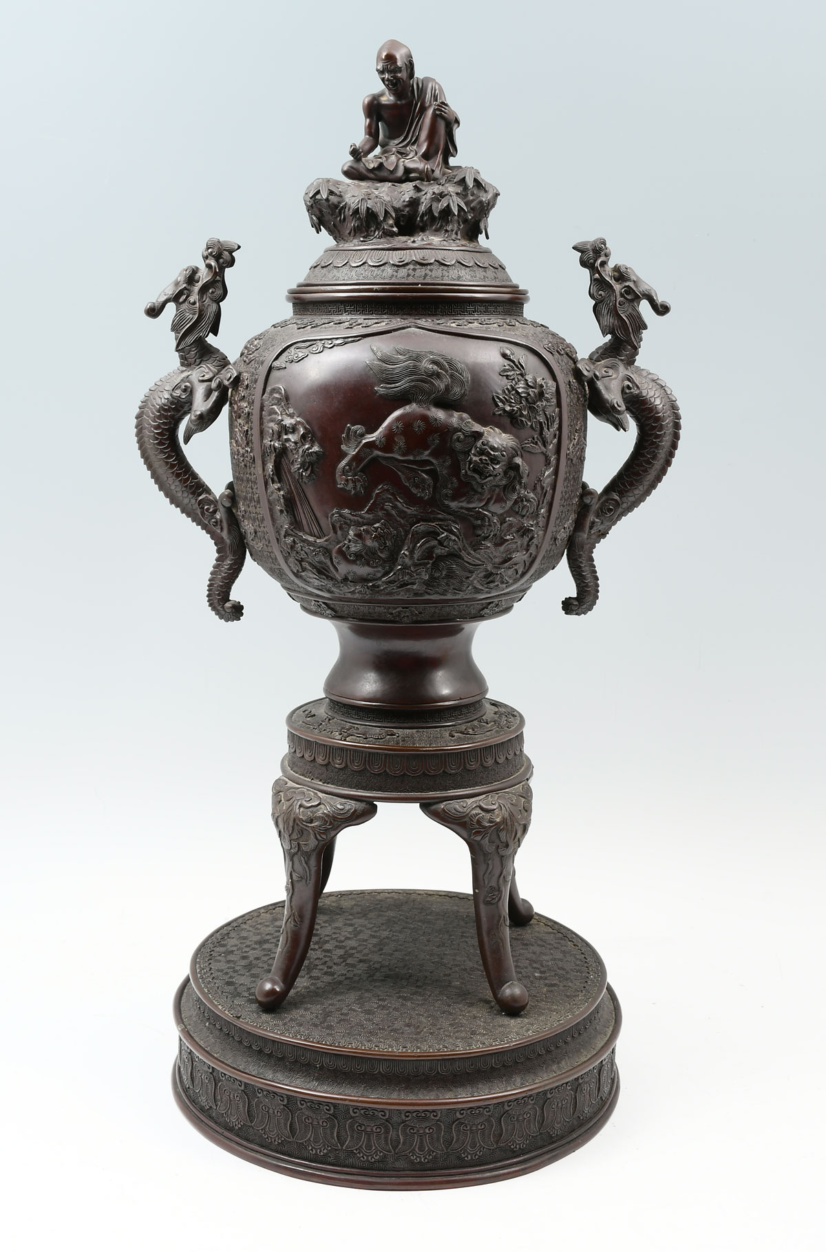 JAPANESE MEIJI BRONZE INCENSE BURNER  36ad73