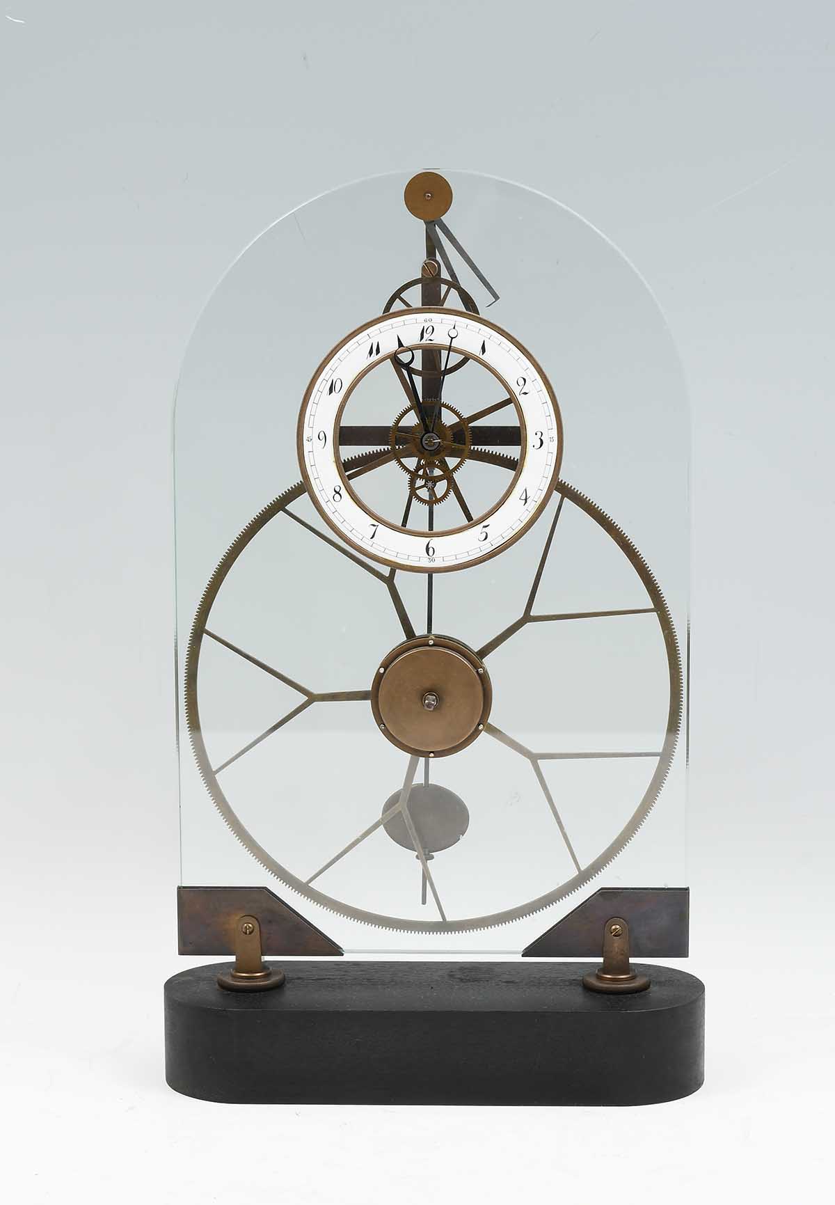 FRENCH GREAT WHEEL SKELETON CLOCK  36ad80