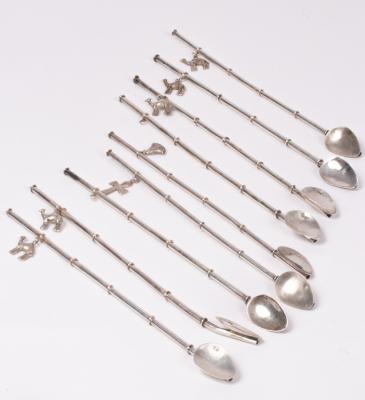 Nine sterling silver iced tea spoons/straws,
