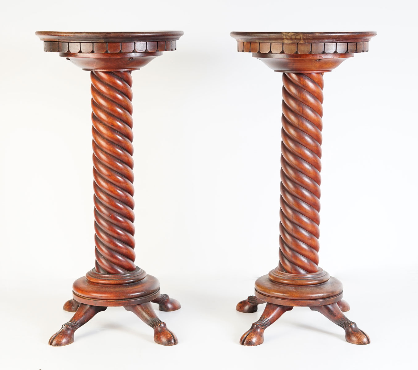 PAIR OF CURVED SPIRAL TWIST WOODEN