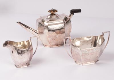 A George III three-piece silver tea