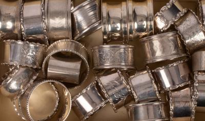 A set of six silver napkin rings, Walker
