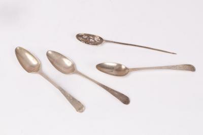 Three provincial silver teaspoons,