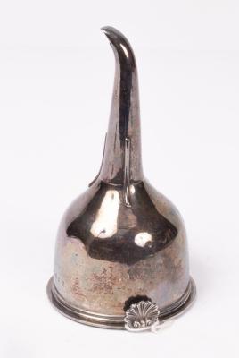 A George III silver wine funnel,