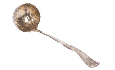 A Dutch silver soup ladle, the handle