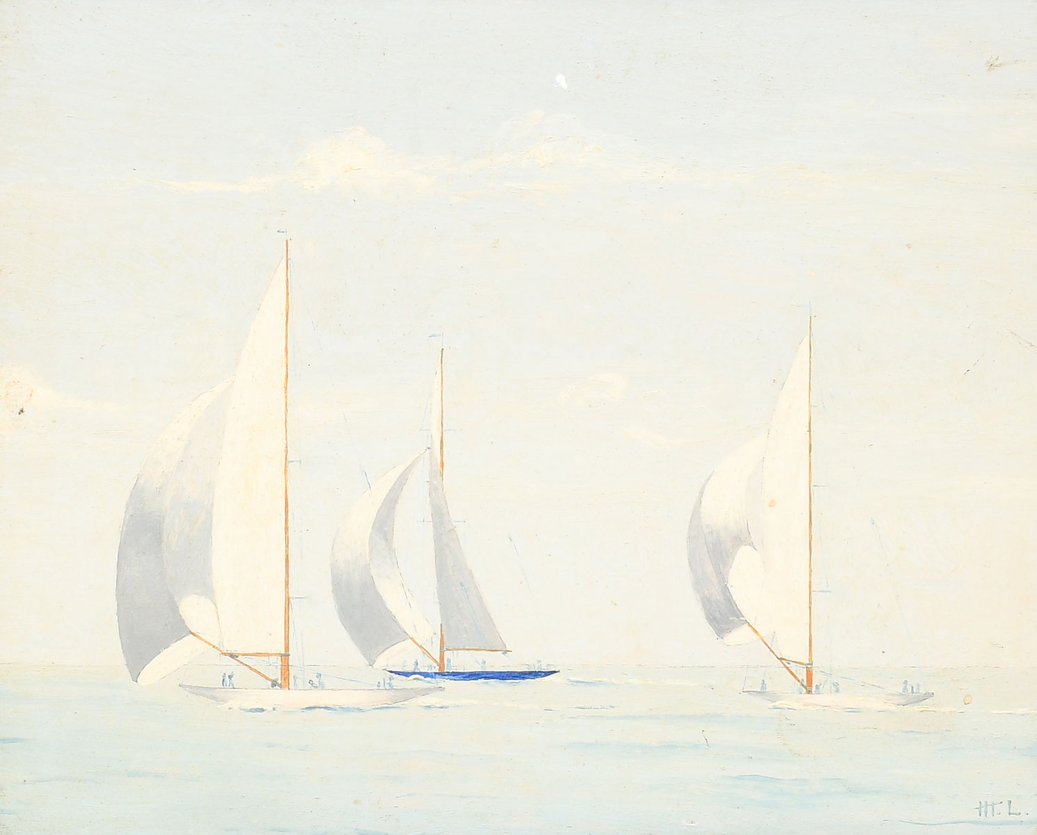 YACHTING RACE PAINTING Monogrammed 36ae33