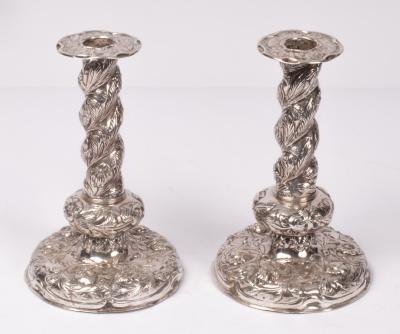 A pair of Dutch silver candlesticks  36ae34