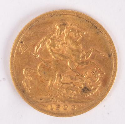 An Edward VII 1906 full sovereign, approximately