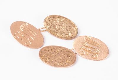 A pair of 9ct gold oval cufflinks,