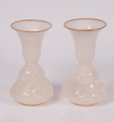 A pair of French white opaline