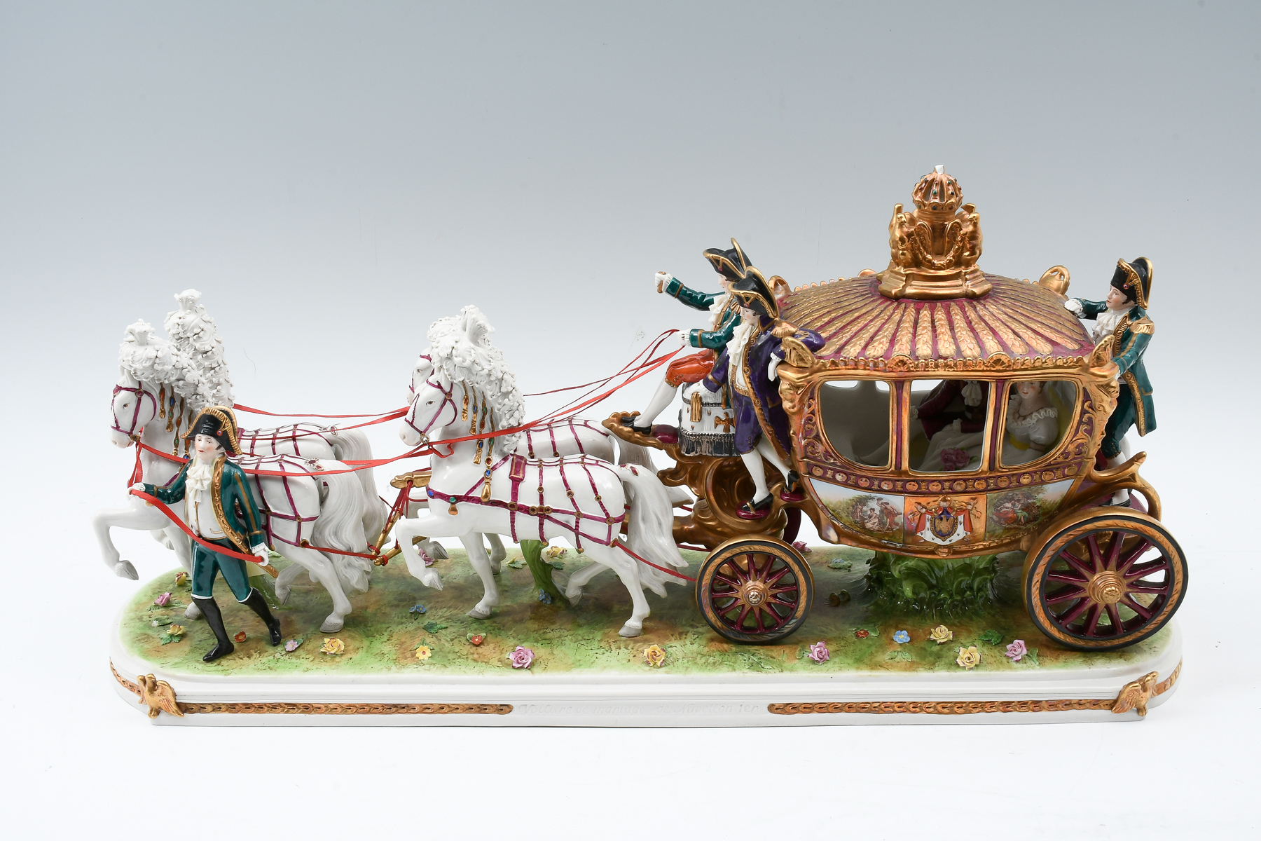 LARGE DRESDEN PORCELAIN HORSE DRAWN