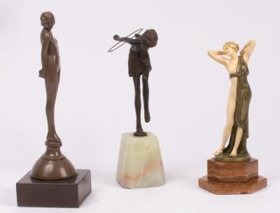 Three Art Deco female figures,