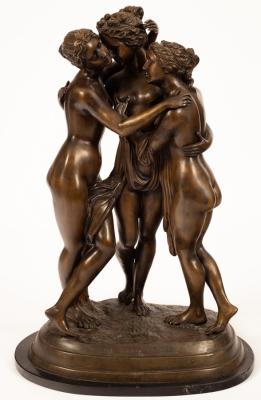 A Bronze figure group of the Three Graces,