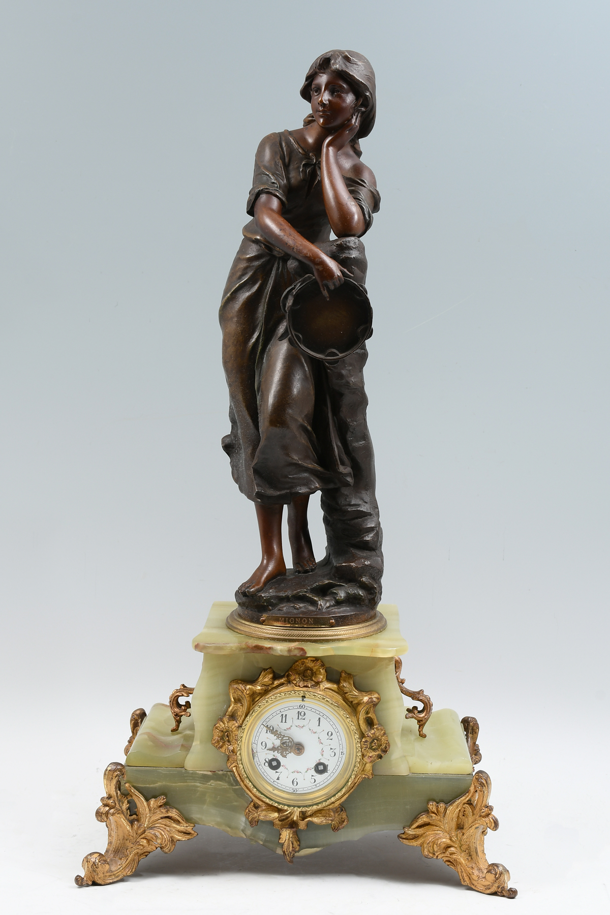 FRENCH FIGURAL ONYX MANTLE CLOCK  36affc