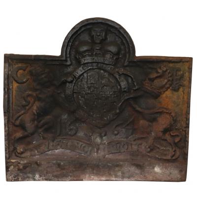 A cast iron fireback with arch