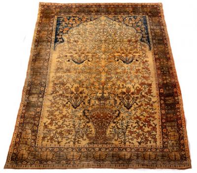 A Kashan silk prayer rug, Central