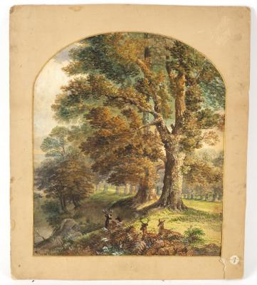 T Fullock/Avenue of Oak Trees/watercolour,