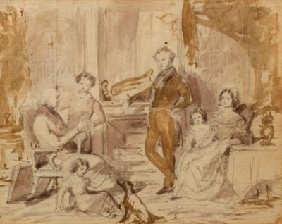 Samuel West/Family in an Interior/pencil