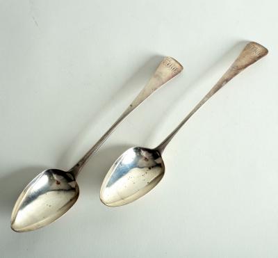 A pair of old English pattern silver